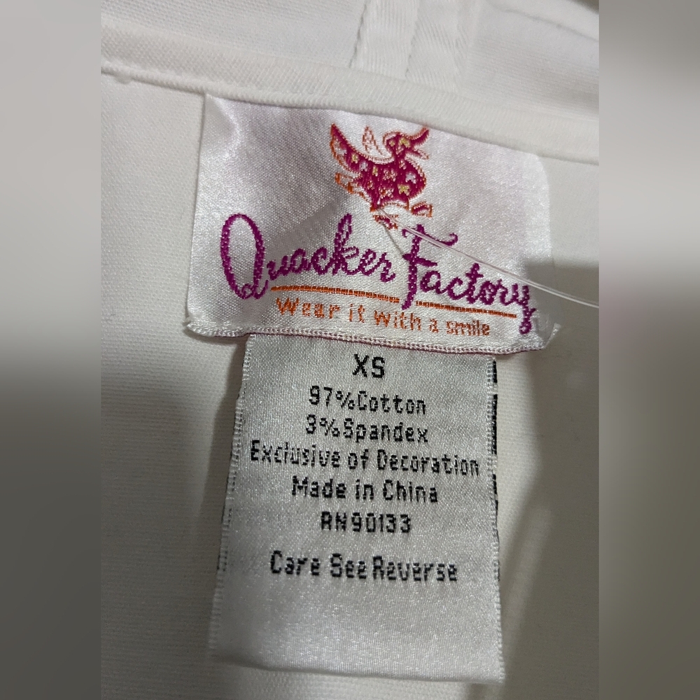 NWT Women Quacker Factory White Zip Hood XS Nautical Jacket Cotton - Picture 2 of 14